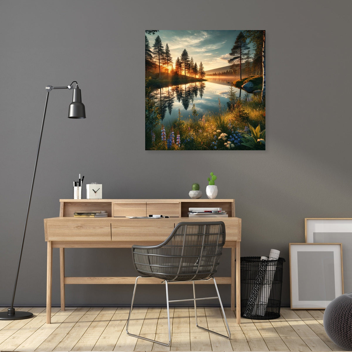 Midnight Sun Lake Canvas