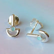 Pendientes de Plata de Ley con Calcedonia Azul en Forma de Barco