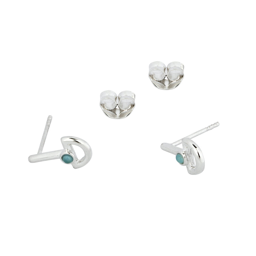 Pendientes de Plata de Ley con Calcedonia Azul en Forma de Barco
