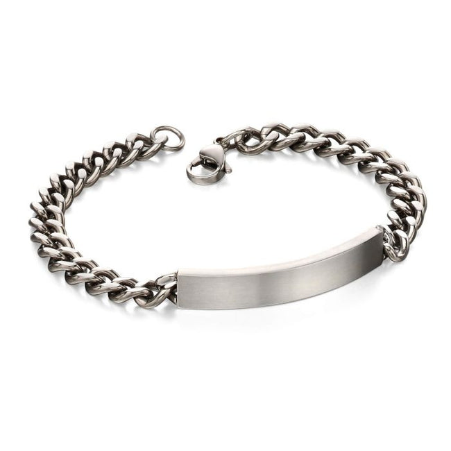 Fred Bennett Brushed Stainless Steel ID Bar Bracelet