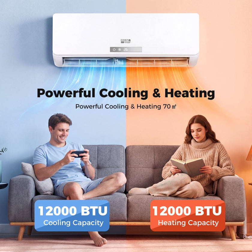 Aire acondicionado y calefactor Mini Split de 12000 BTU, inversor de alta eficiencia energética A++