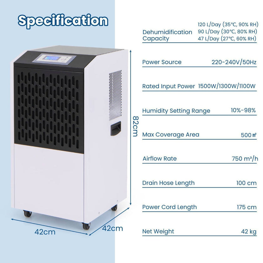 120L Commercial Industrial Dehumidifier for Spaces up to 500㎡