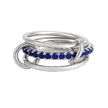 18K Elegant Silver Stacked Rings with Blue Stones