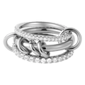 18K Elegant Silver Stacked Rings with White Stones