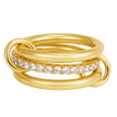 18K Gold-Plated Zircon Link Stacking Ring Set