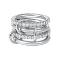 18K Elegant Silver Stacked Rings with White Stones