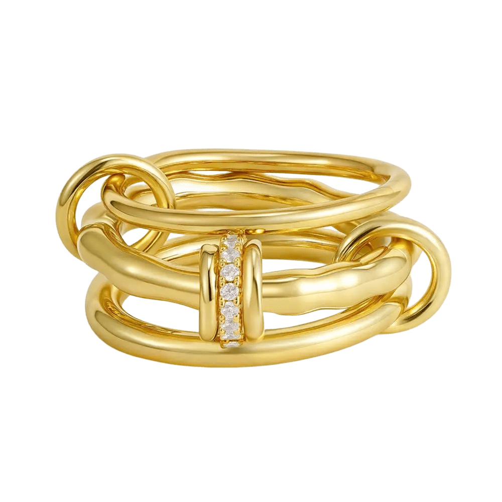 18K Gold-Plated Interlocking Stacked Ring