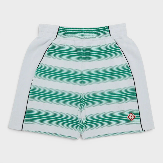 Pantalón corto de felpa interlock con rayas degradadas, verde y blanco