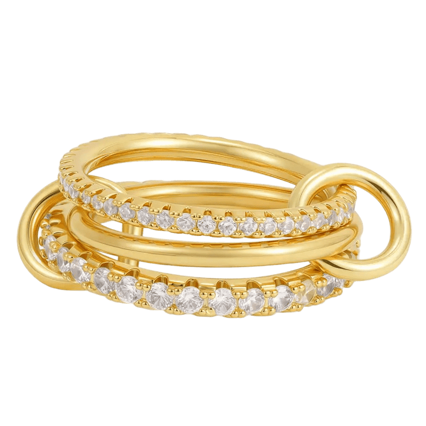 18K Gold-Plated Pavé Stacking Ring Set