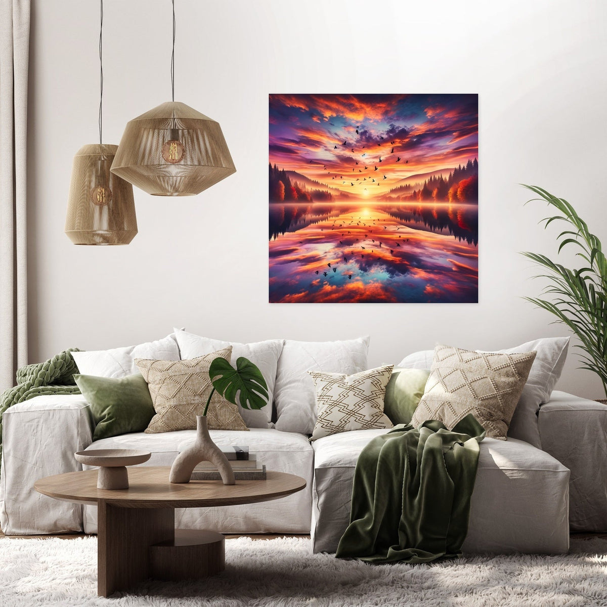 Autumn Lake Sunset Canvas