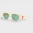 Acetate Metal Oval Wave Cream Gold Green