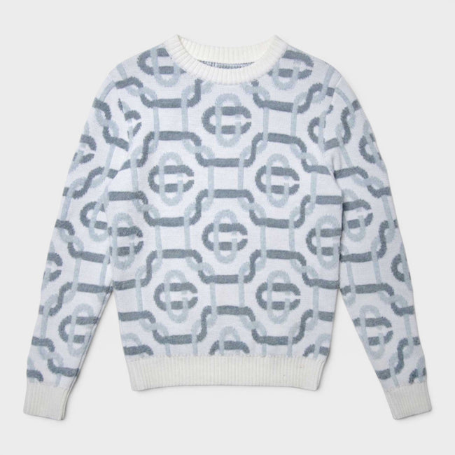 Jacquard Monogram Logo Jumper Grey