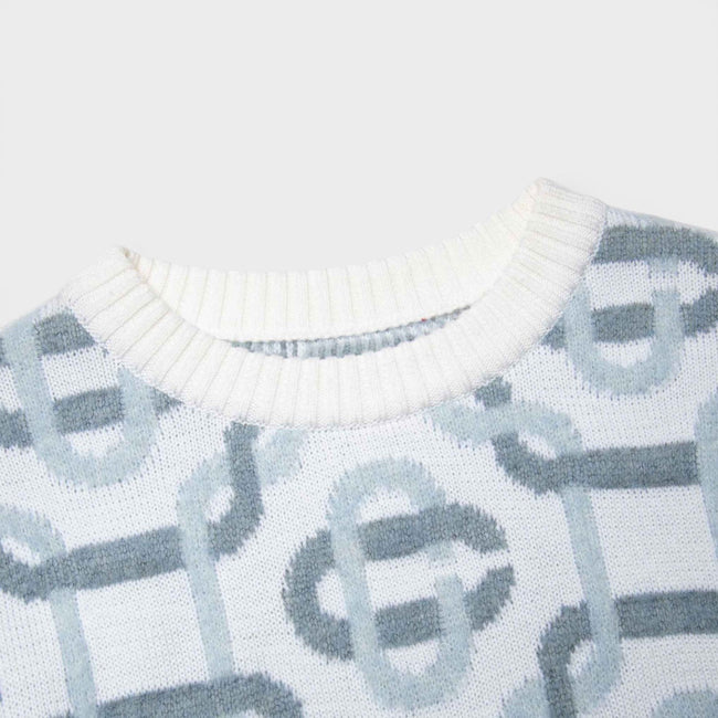 Jacquard Monogram Logo Jumper Grey