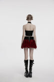 Punk Rave Valora Cross Fur Halter Top in Crimson