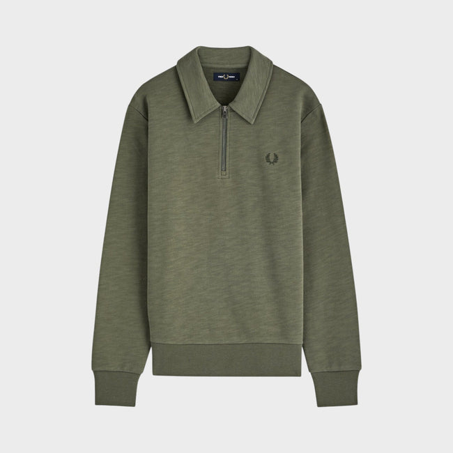 Sweat-shirt à col zippé avec logo couronne de laurier Vert kaki