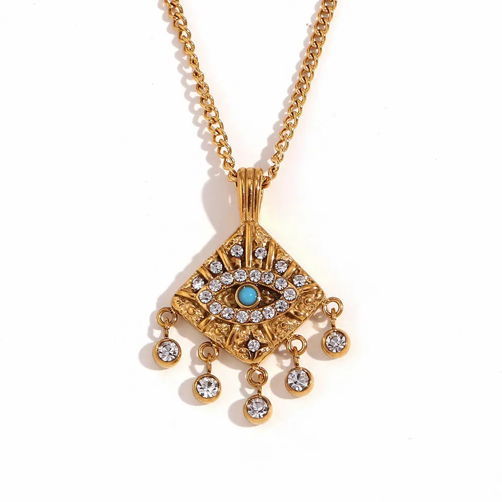 Deena Luxe 18k vergoldete Halskette mit bösem Blick