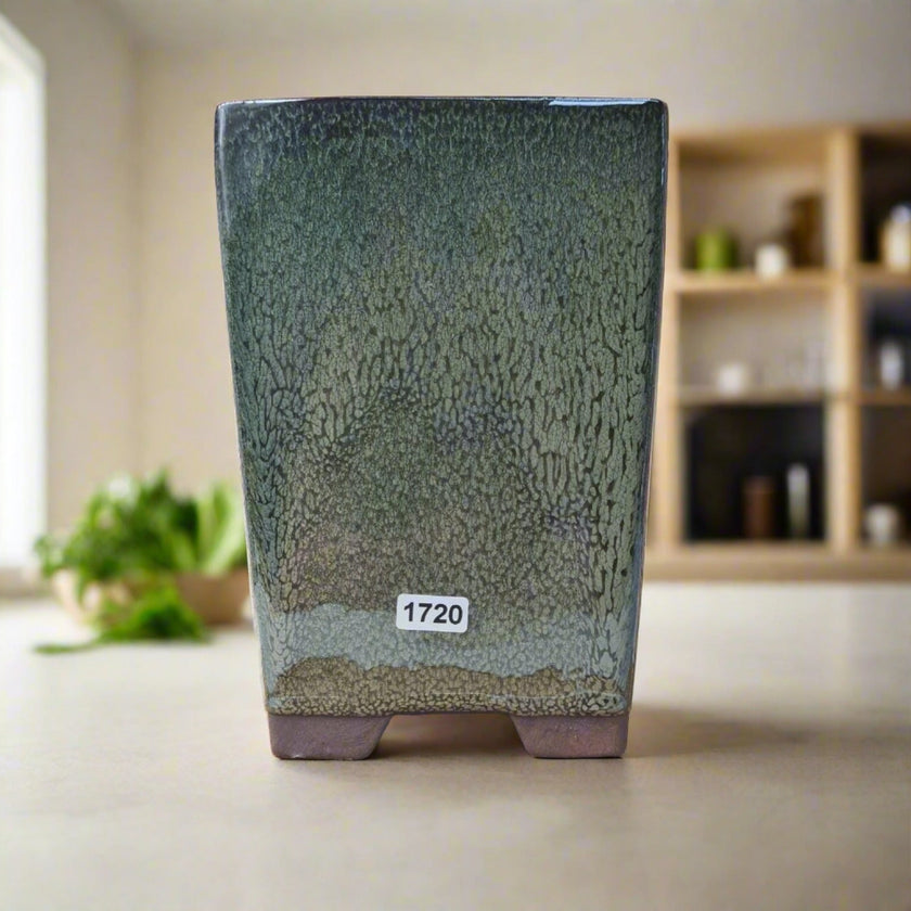 13cm Glazed Bonsai Pot | Cascade | 13cm x 19cm | Green