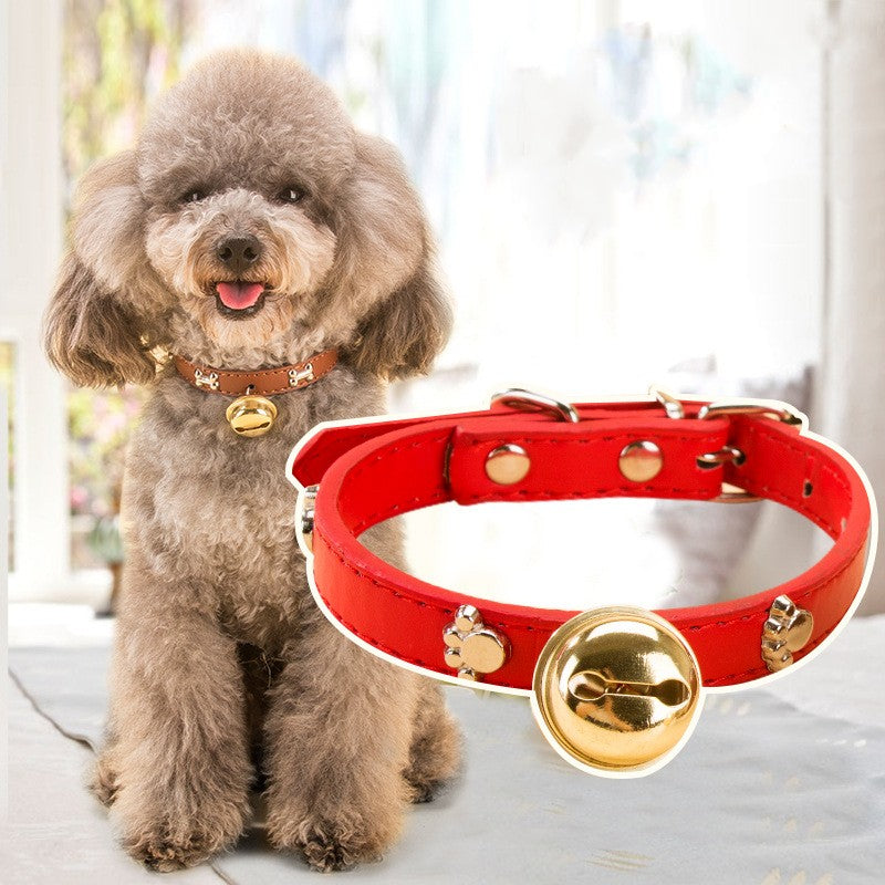 Neues Haustier-Halsband mit Pfotenabdruck, Knochen und Legierungsglocke
