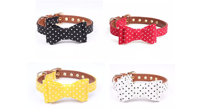 Collar con lazo de lunares para mascotas