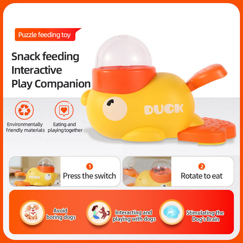 Dispensador Interactivo de Comida para Perros, Rompecabezas, Dispensador de Golosinas para Mascotas, Diseño de Pato de Dibujos Animados, Antideslizante, Juguetes de Alimentación Automática para Perros, Productos para Mascotas