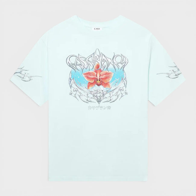 Blades Printed Oversized T-Shirt Pale Blue