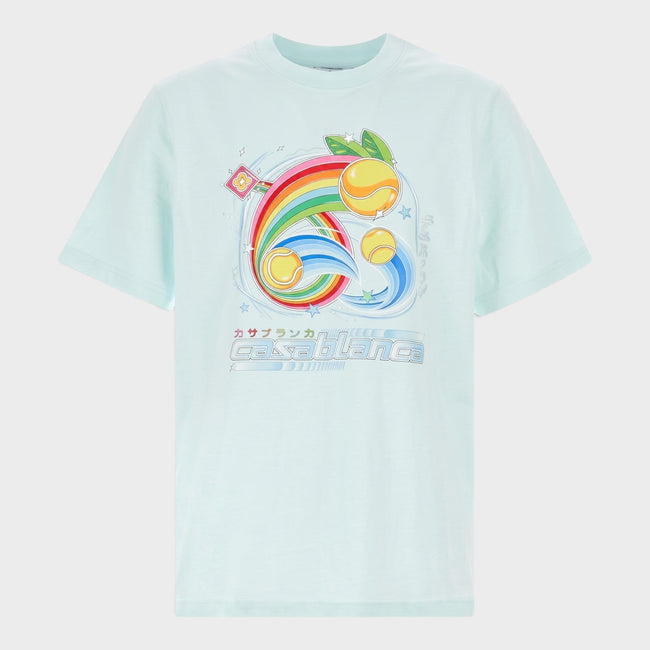 Camiseta Manga Pelota de Tenis Azul Claro