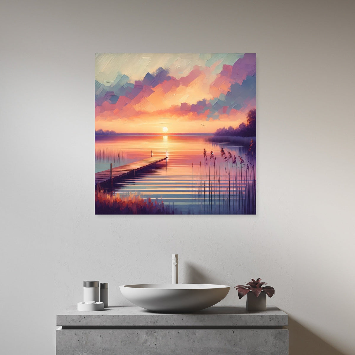 Sunset Lakeside Canvas