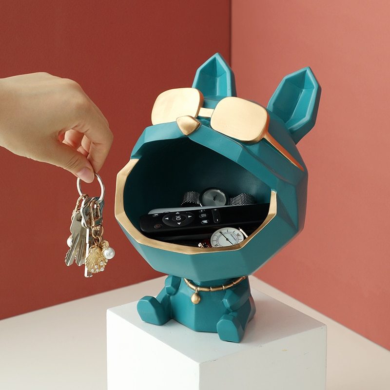 Genial figura de perro, caja de almacenamiento con perro de boca grande, decoración del hogar