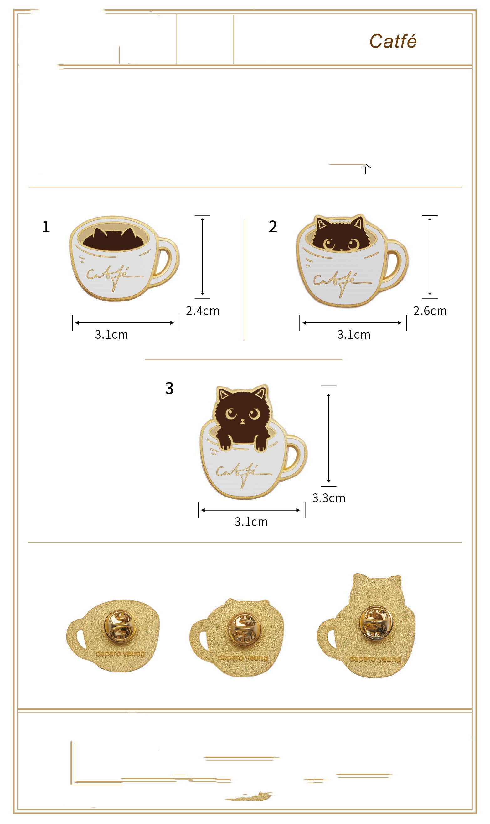 Coffee Cat Designer Original Brooch Creative Badge Cute Couple Cat Queen's Day Gift Jewelry