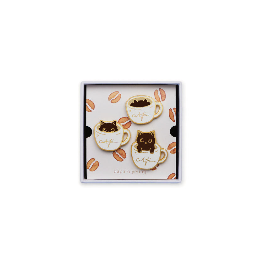 Coffee Cat Designer Original Brooch Creative Badge Cute Couple Cat Queen's Day Gift Jewelry