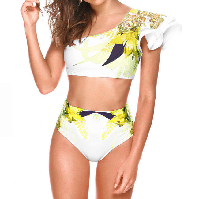 Damen sexy zweiteilige Bademode mit Blumendruck, Bikini, Badeanzug, Strandmode, Bikinis