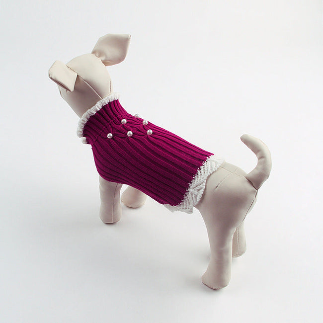 Gestrickter Teddyhundepullover mit Strassspitze