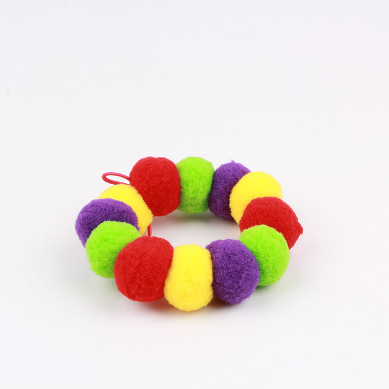 Pet Rainbow Candy Color Net Red Collar Collar Fur Ball Necklace Jewelry
