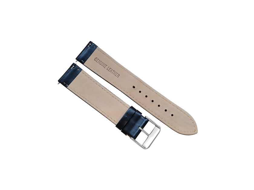 Black Ribbed Leather Race Watch Strap