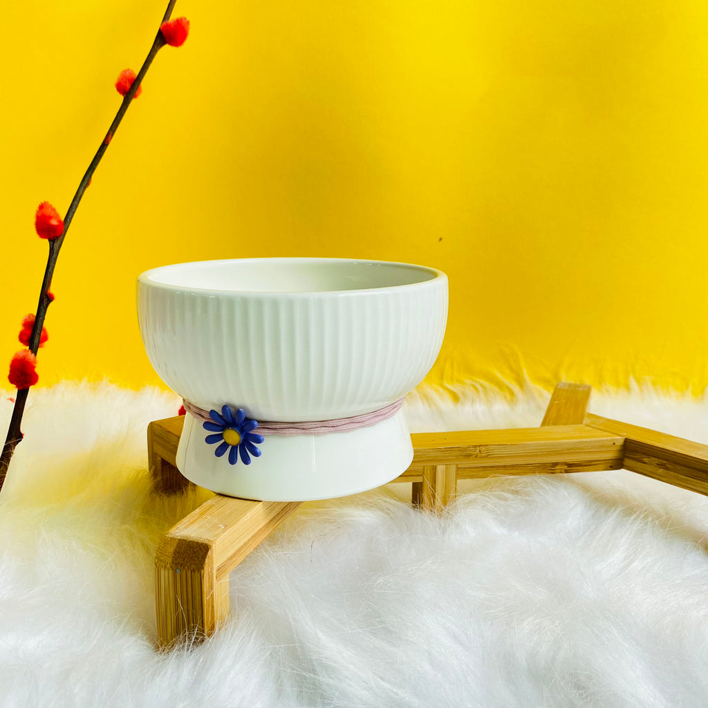 Household Simple And Cute Ceramic Pet Drinking Bowl
