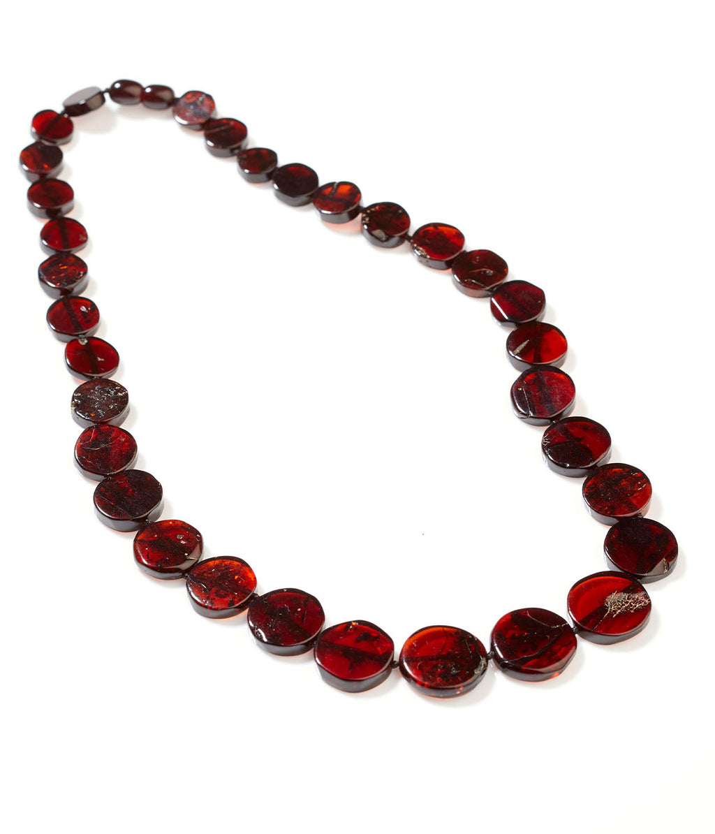 RAW Round Cherry Amber Necklace