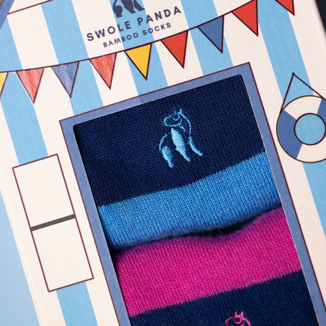 Beach Hut Sock Box - 2 Pairs of Bamboo Socks (His)
