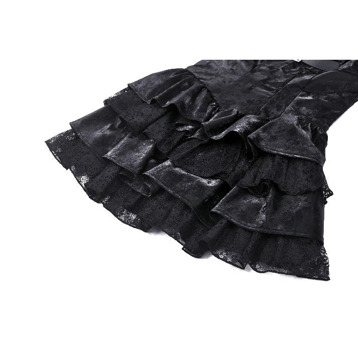 Dark in Love Harriet Punk Shiny PU Leather Layered Dress