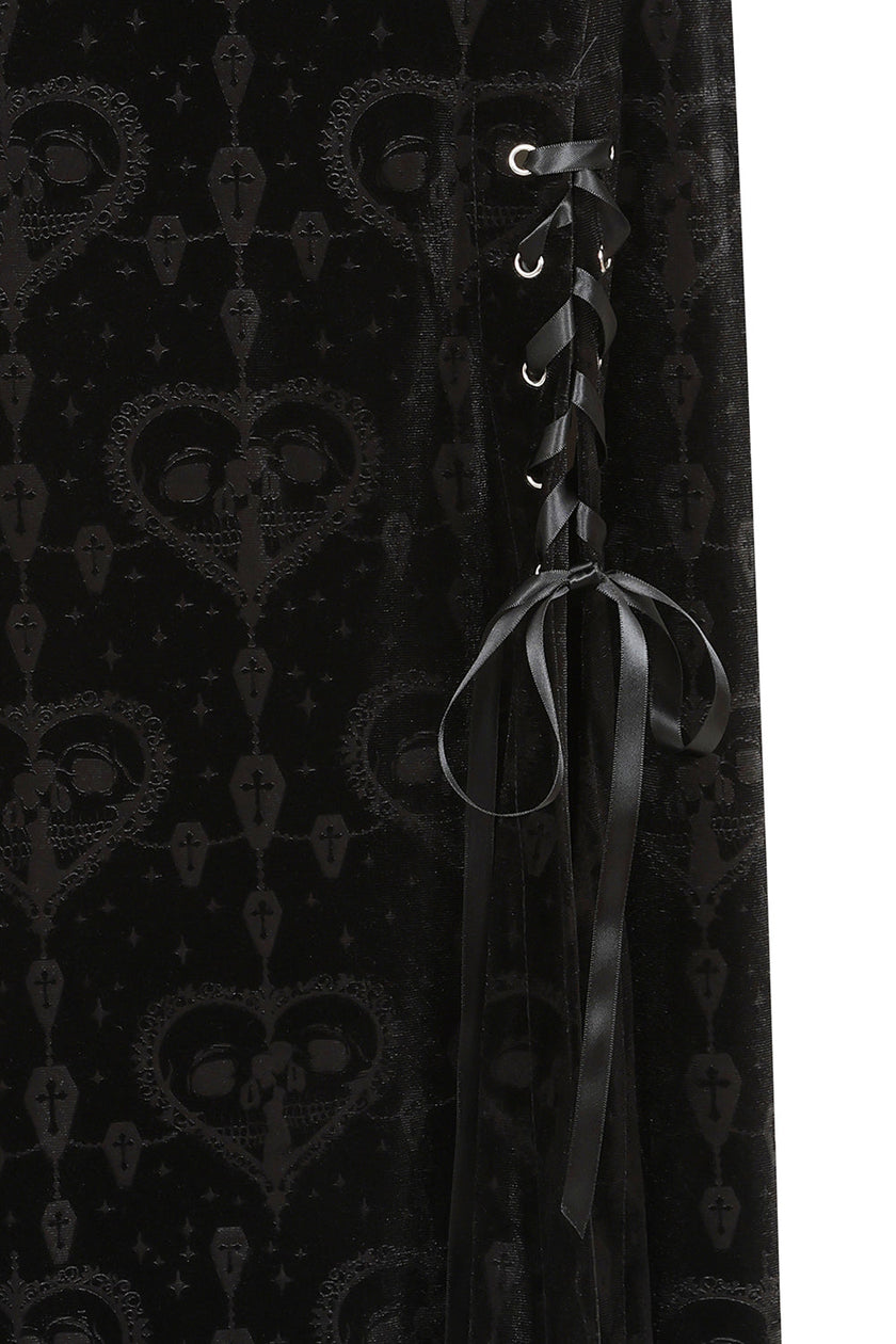 Banned Trivia Goth Velvet Skirt in Black