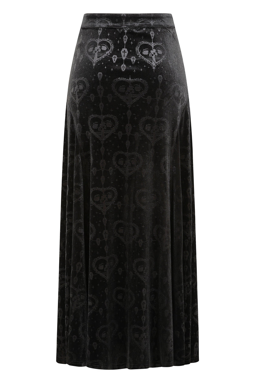 Banned Trivia Goth Velvet Skirt in Black