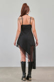 Banned Apparel Gothic Asymmetric Dress Mesh Hem Black