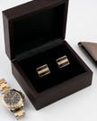 Rose Gold & Black Baguette Rectangular Cufflinks