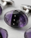 Purple & Black Striped Oval Cufflinks