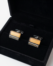 Textured Amber & Crystal Rectangle Cufflinks
