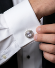 Sky Blue Crystal & Diamond Accent Cufflinks