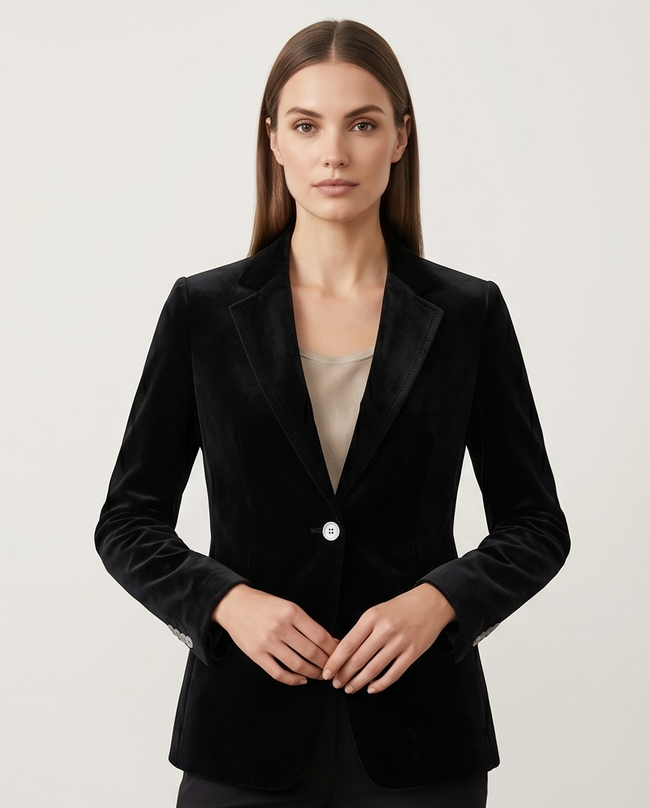 Damen-Blazer aus schwarzem Samt