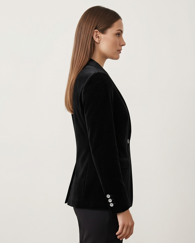 Damen-Blazer aus schwarzem Samt