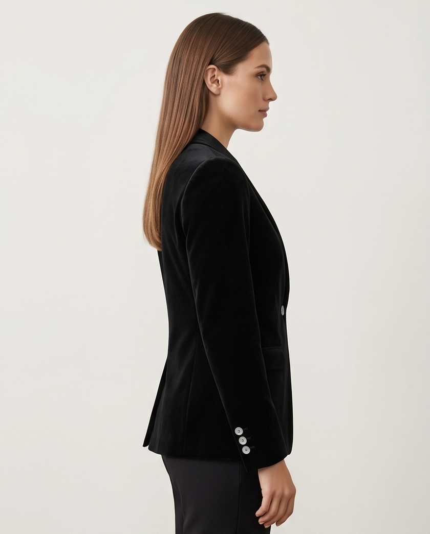 Women's Black Velvet Blazer