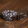 Woven Belt - Navy / Grey & Brown Zigzag
