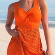 Korean Version Of Solid Color Lace One-piece Swimsuit